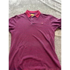 Duck Head Men's Medium Vintage Polo Shirt Short Sleeve Striped‎ Red Blue